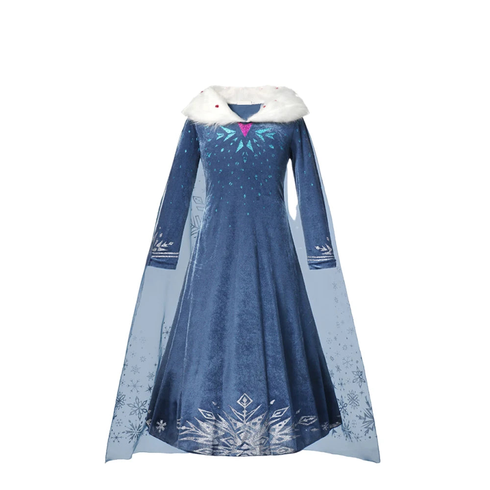 Menina cosplay neve rainha vestido outono inverno crianças elsa carnaval festa princesa traje crianças aniversário vestido de baile roupas 2-10t