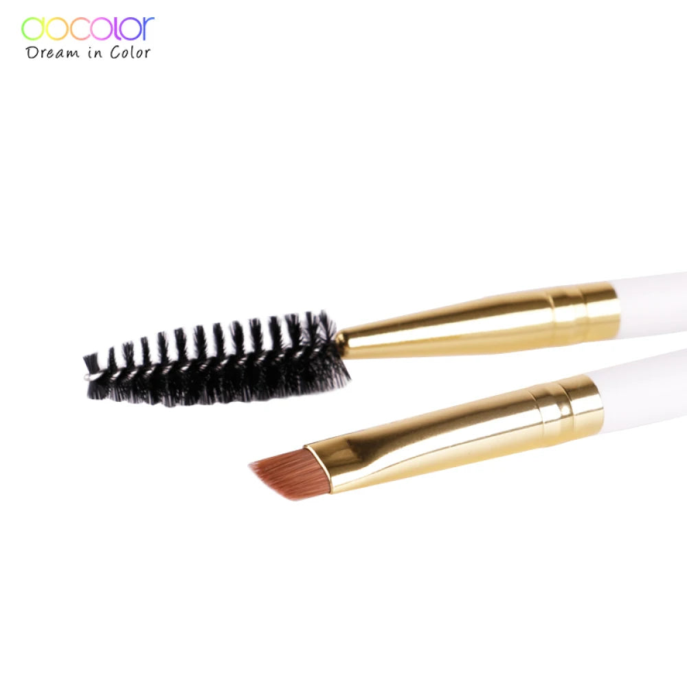Docolor Pincel Profissional Duplo para Sobrancelhas e Delineador Angular – Design Preciso para Contorno Perfeito e Aplicação Suave – Vegano, Cruelty-Free e Ideal para Maquiagem de Olhos Impecável