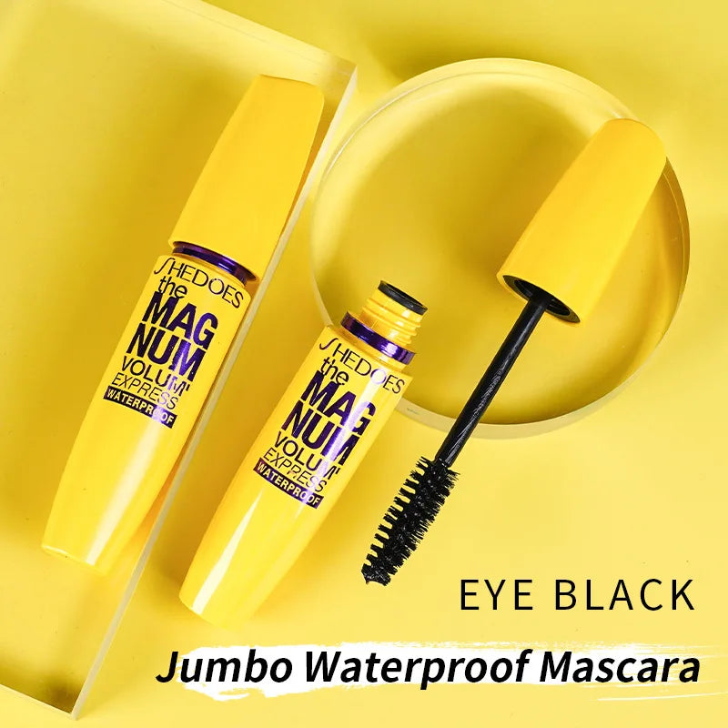 SHEDOES Rímel amarelo à prova d'água, alongamento, ondulação, volumizador, natural, de longa duração, à prova de manchas, cosméticos de maquiagem para os olhos