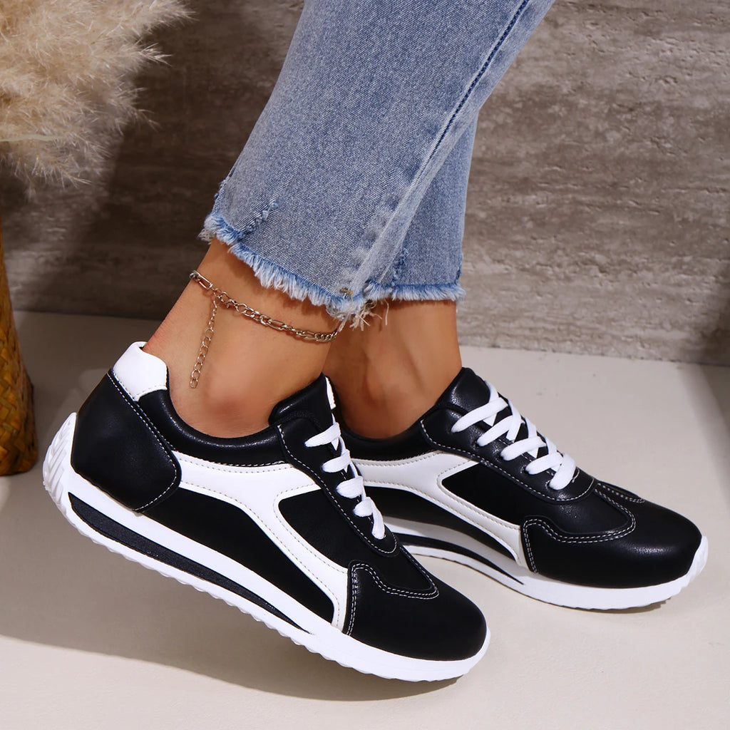 2025 primavera novas mulheres tênis confortáveis ao ar livre moda versátil plana casual tênis rendas até sapatos esportivos femininos plus size