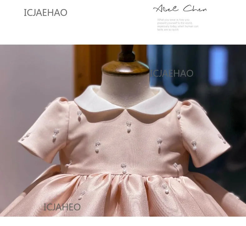 Vestidos de festa 2025 crianças primeiro aniversário para babyceremonial vestido infantil vestidos de casamento meninas princesa vestido branco crianças menina