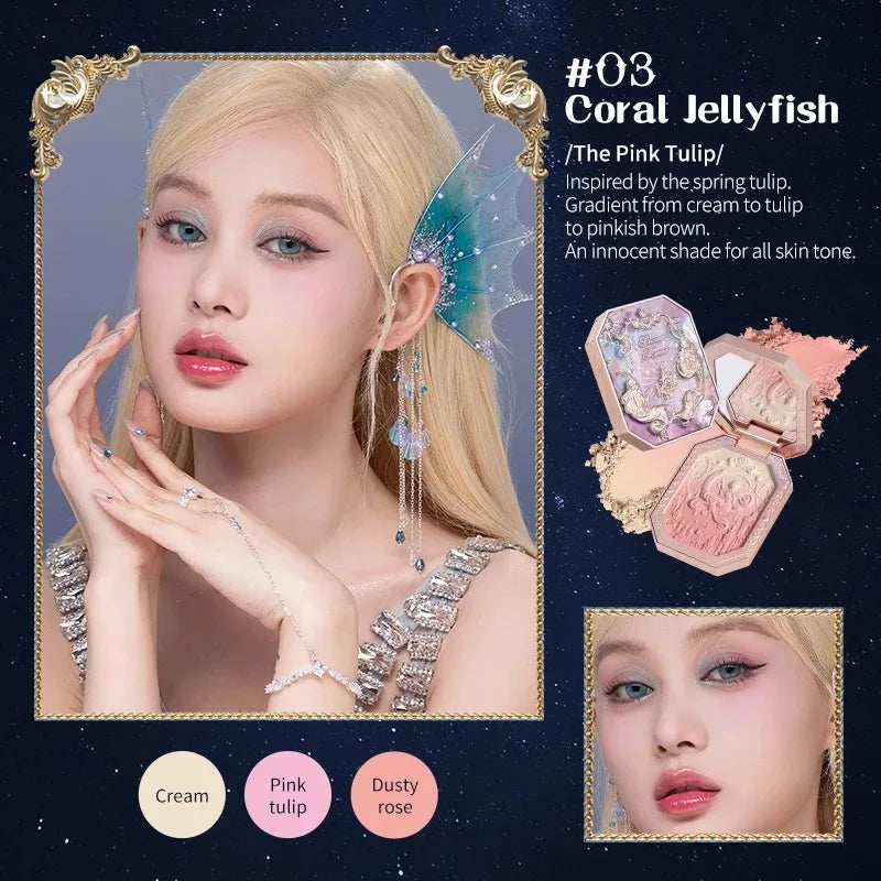Flor sabe luar sereia bochecha blush em pó gradiente blush em acabamento fosco vegano crueldade livre maquiagem de marca própria
