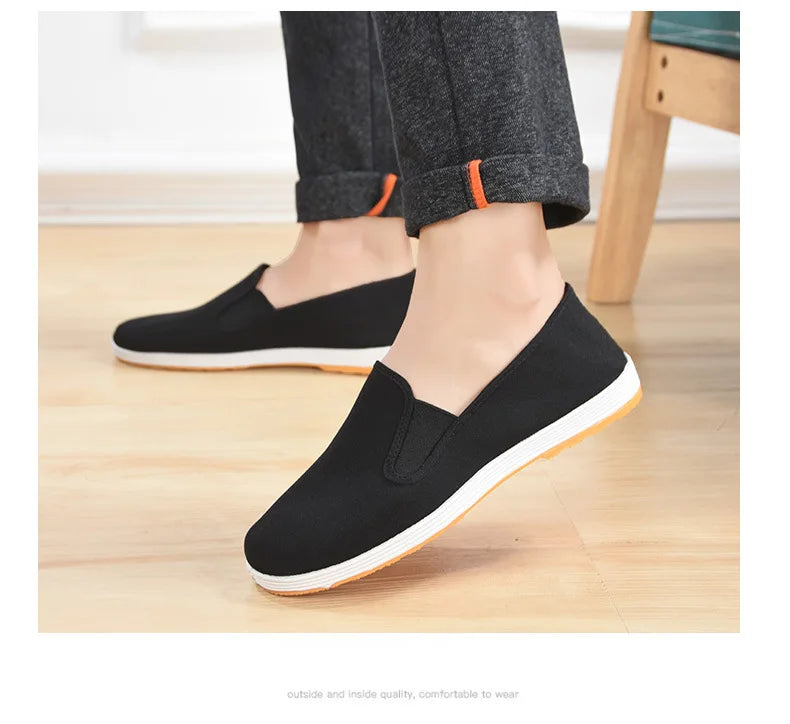 Clássico masculino algodão pano sapatos tradicional chinês tai-chi tênis de treinamento de arte marcial respirável wearable calçado esportivo