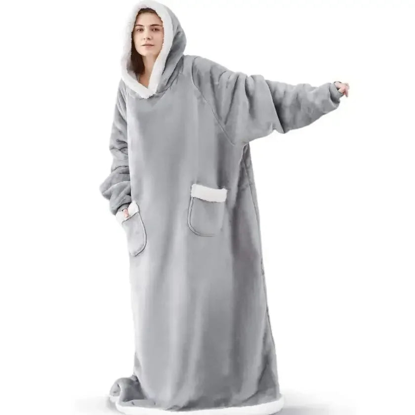 Cobertor de flanela super longo para homens e mulheres, moletom, suéter, pulôver, velo, TV gigante, cobertor extragrande, inverno, 2024