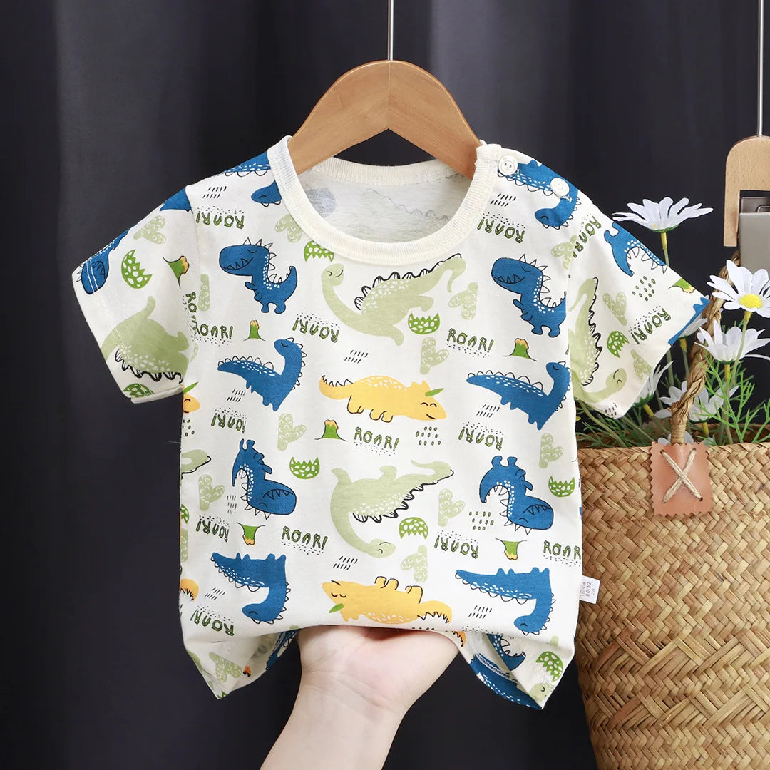 2025 verão crianças dos desenhos animados camiseta para menino animal impressão dinossauro urso meninos t camisa meninas topos camisetas dos desenhos animados crianças roupas