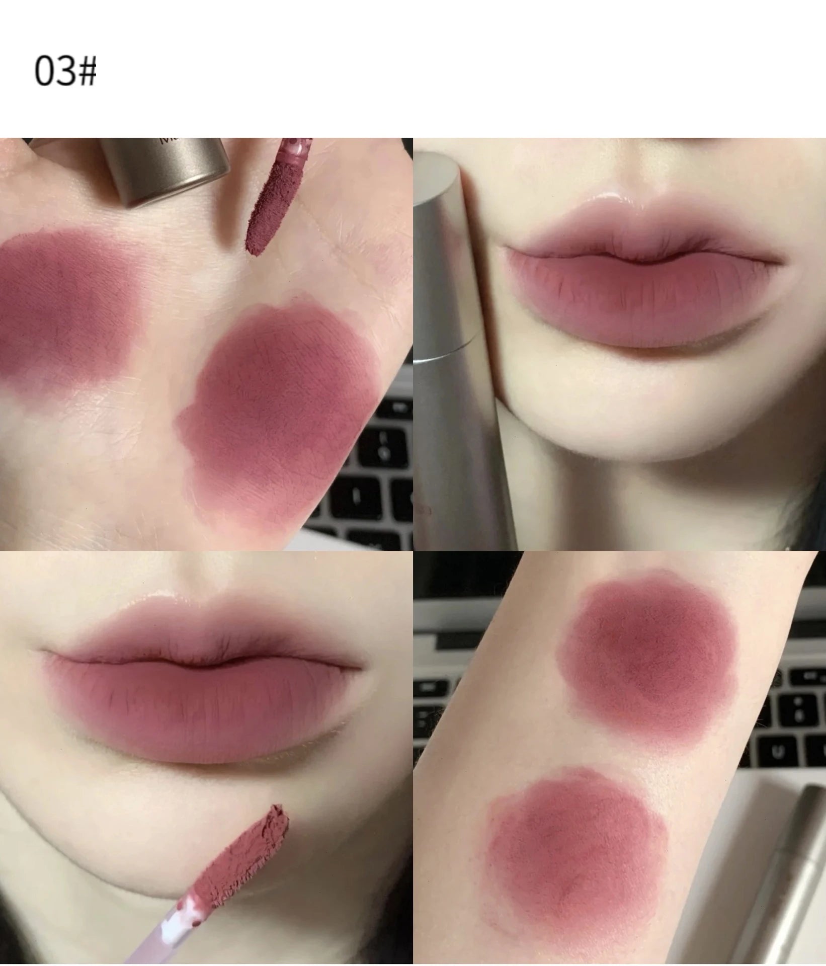 Batom fosco de veludo vermelho escuro, à prova d'água, longa duração, fosco, brilho labial, copo antiaderente, maquiagem labial, maquiagem cosmética