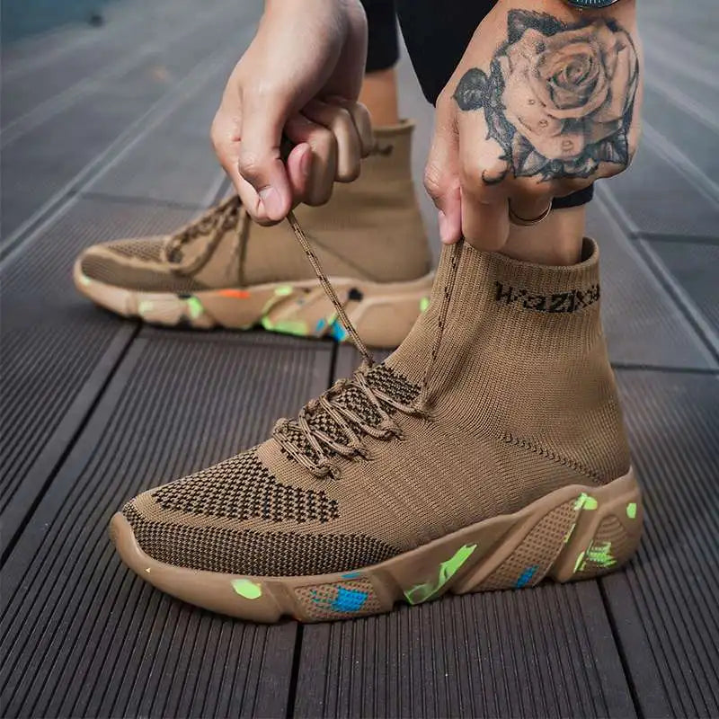 Mwy sapatos casuais masculinos tênis respirável rendas até meias de malha sapatos zapatillas hombre feminino esportes joggingshoes plus size 35-47