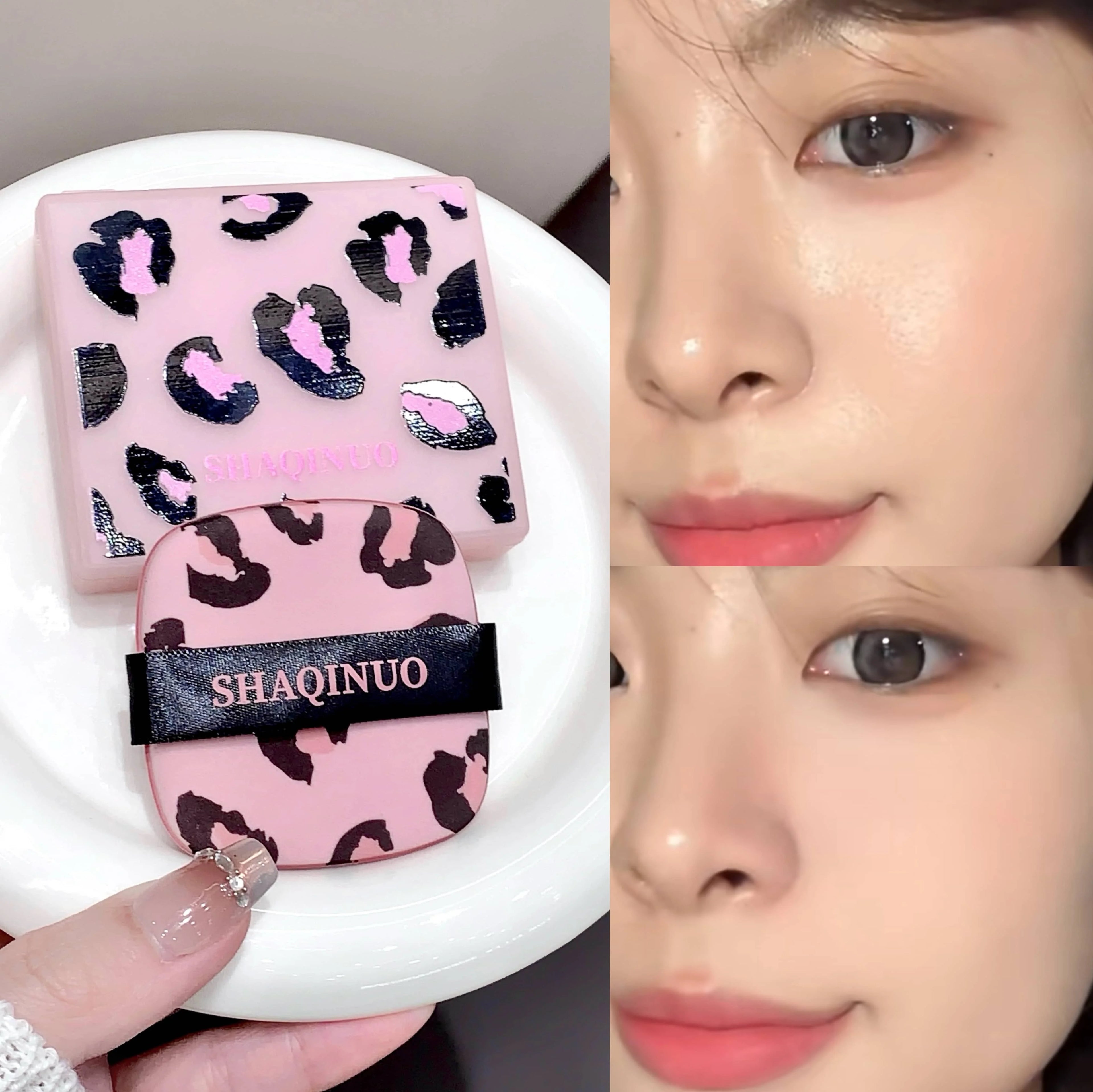 100 folhas de papel absorvente de óleo facial com estampa de leopardo rosa caixa de armazenamento portátil com espelho ferramenta de beleza
