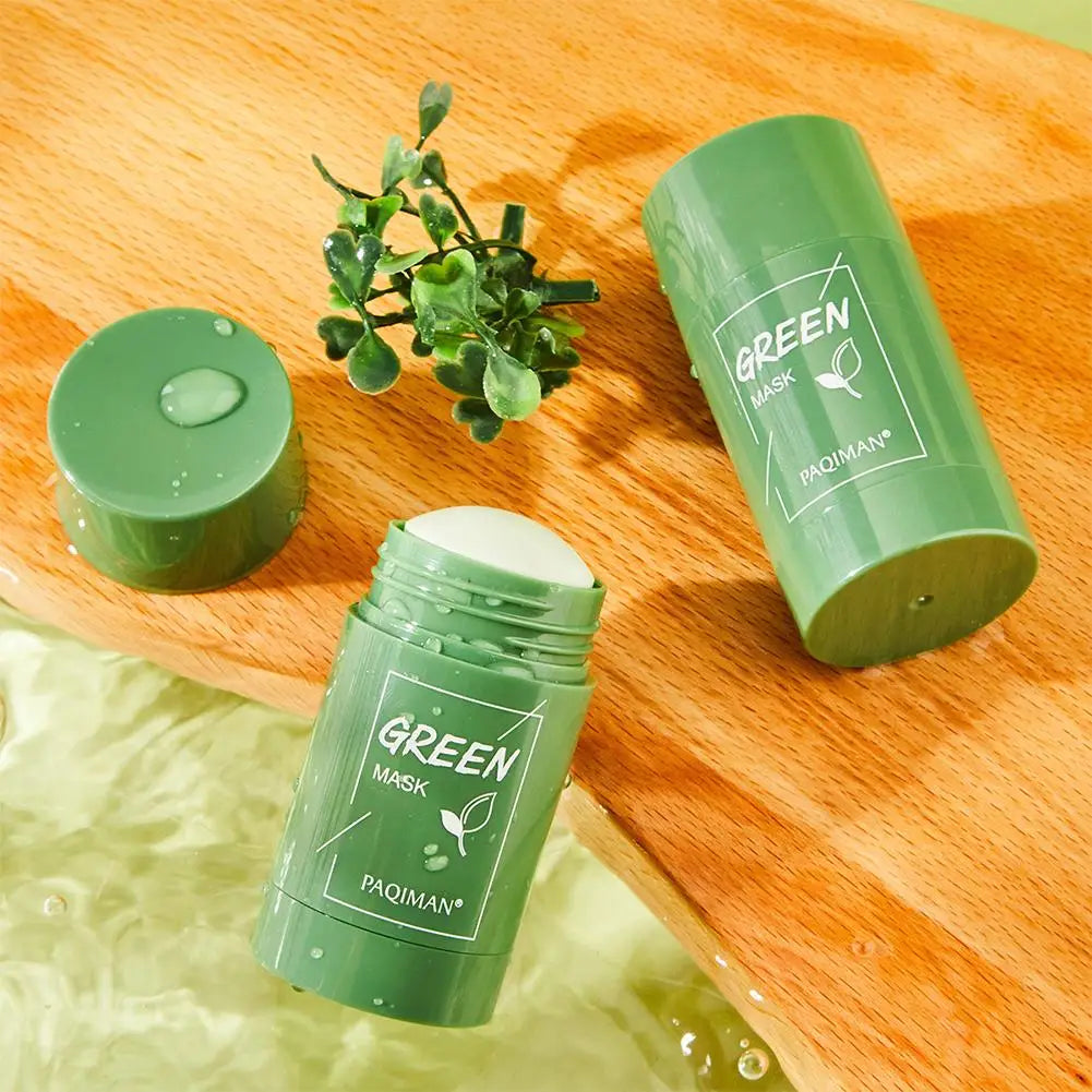 Máscara verde portátil em bastão para limpeza profunda do rosto, máscara hidratante para cuidados com a pele para todos os tipos de pele