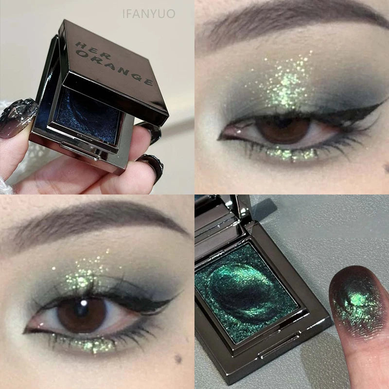 Camaleão paleta de sombra verde escuro fino fácil de aplicar espumante perolado purê de batata sombra de olho iluminando maquiagem
