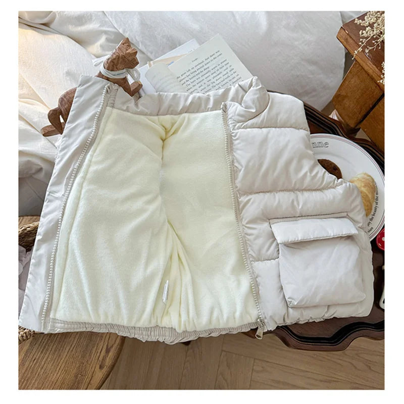 Outono crianças para baixo colete de algodão inverno meninas meninos quentes sem mangas casacos crianças moda roupas outerwear 2-6 anos