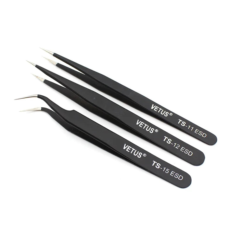 Veterus 100% marca antiestática esd pinças de aço inoxidável cílios compõem nipper artesanato ferramentas de maquiagem & acessórios