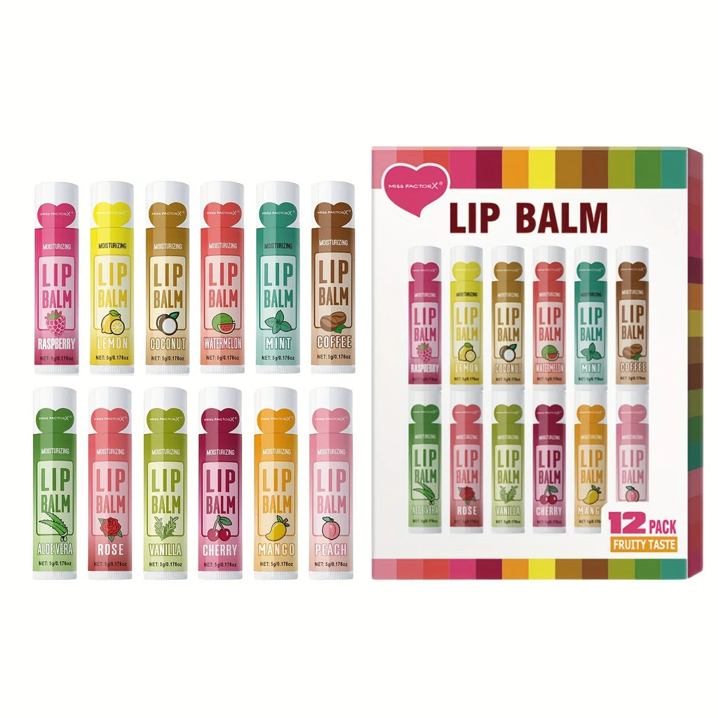 12 PCS/presente conjunto de bálsamo labial 5g Hidratação profunda e esfoliante hidratante de longa duração para criar lábios hidratados
