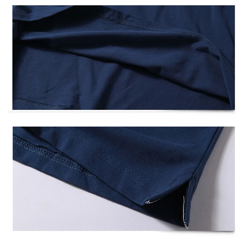 2025 nova chegada moda masculina camisa polo marca polo masculina algodão respirável polo dupla listra lateral fino ajuste