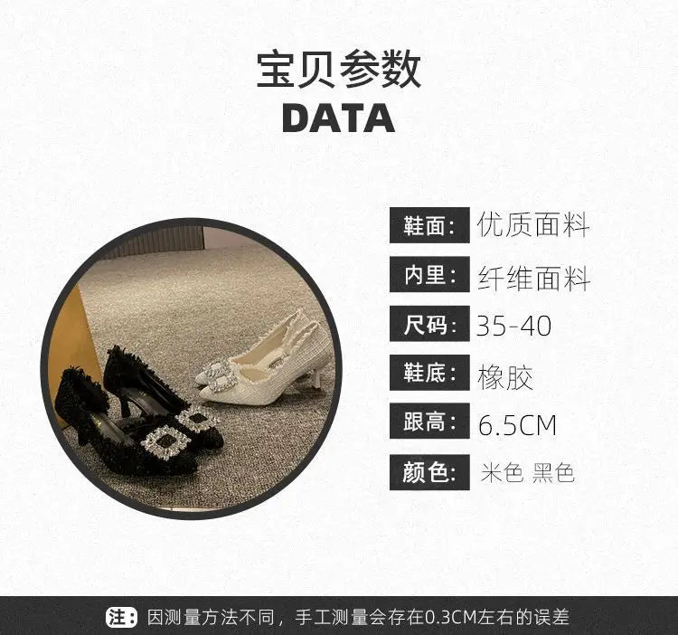 Salto estilete para mulheres, sandálias de strass, botão quadrado, sapatos de casamento, moda feminina, branco, 2024