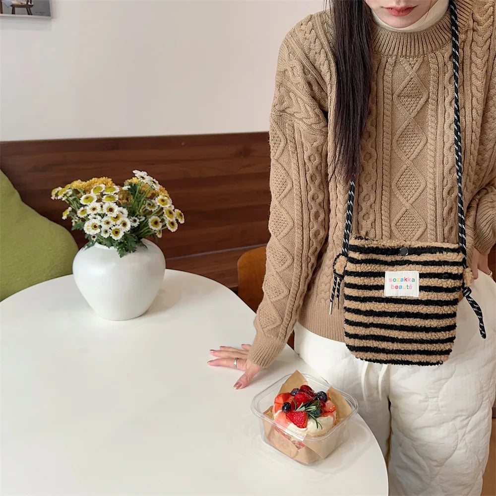 Novo ponto de pelúcia crossbody sacos para mulheres bonito rosa bolsa de ombro bolsas bolsa de telefone portátil