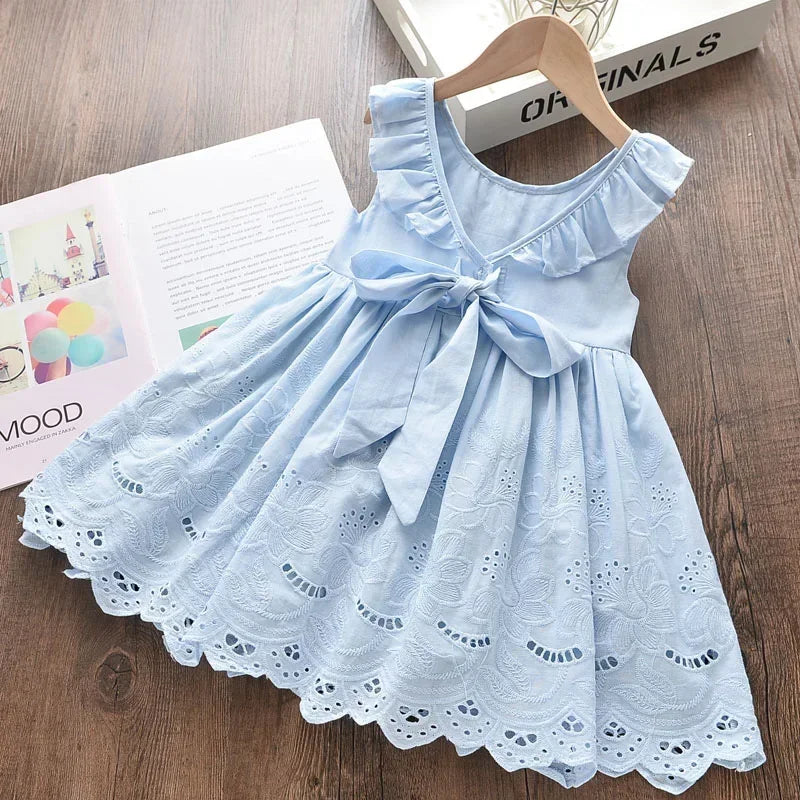 Urso líder meninas vestidos elegantes 2024 novo verão crianças trajes de festa menina floral princesa roupas crianças vestidos roupas