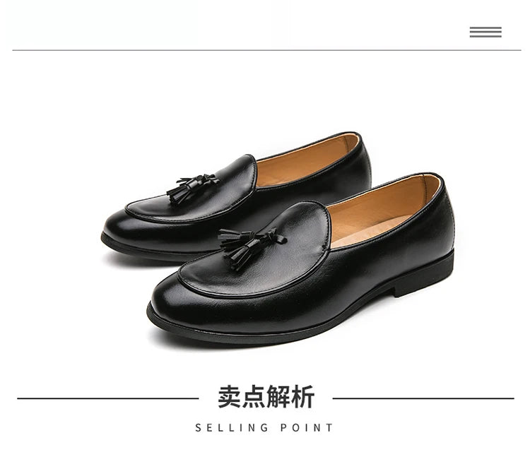 Sapatos formais masculinos mocassins com borla