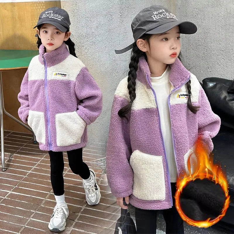 Bebê meninas casacos de pele do falso crianças inverno quente jaquetas de pelúcia crianças turndown colarinho acolchoado outerwear infantil casual roupas exteriores