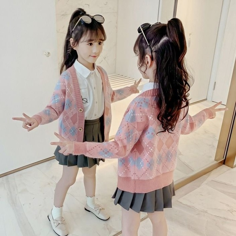 Camisola de tricô de manga cheia infantil, top single-breated, flocking outwear, roupas de bebê meninas, crianças, criança, crianças, 2t, 10 t, 12t, outono, inverno