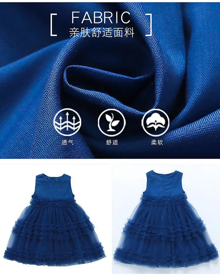 Novo Vestido Estilo Coreano 2026 para Crianças, Vestido de Verão Doce com Alças e Tule para Meninas