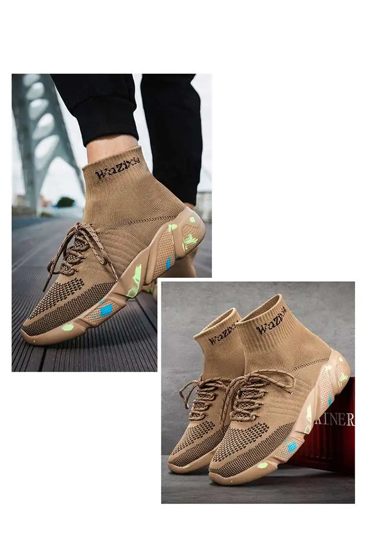 Mwy sapatos casuais masculinos tênis respirável rendas até meias de malha sapatos zapatillas hombre feminino esportes joggingshoes plus size 35-47