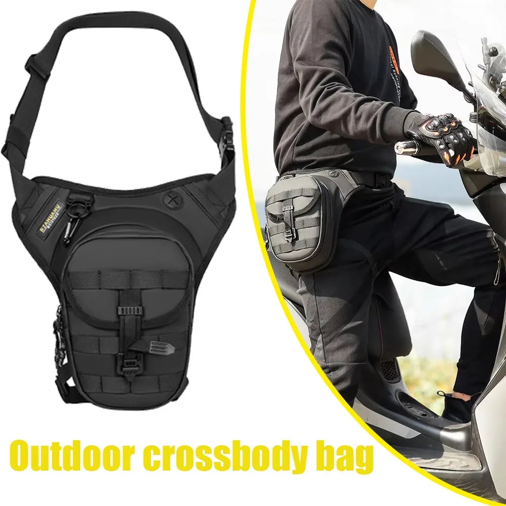Bolsa lateral para perna de motocicleta masculina, à prova d'água, quadril, perna, ajustável, bolsa crossbody para caminhadas, acampamento, pesca