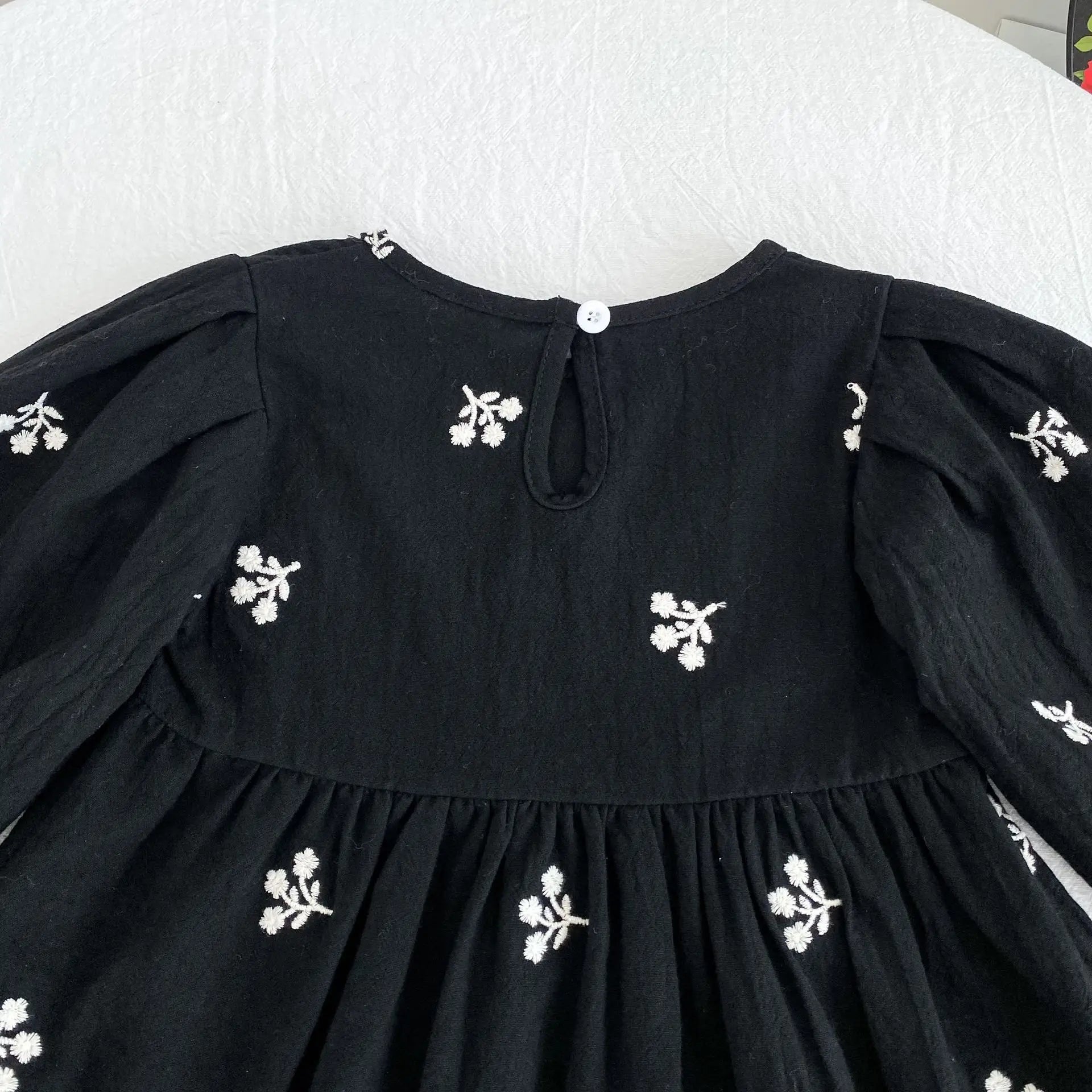 2026 nova primavera meninas vestido de princesa crianças estilo coreano bordado roupas 2-6yrs manga comprida algodão crianças vestido de festa