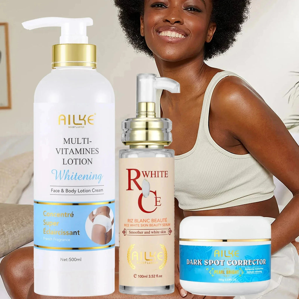 AILKE Kit de cuidados com a pele com multivitamina natural, hidrata, tonificação uniforme, remove manchas escuras e brancas, pele limpa e lisa