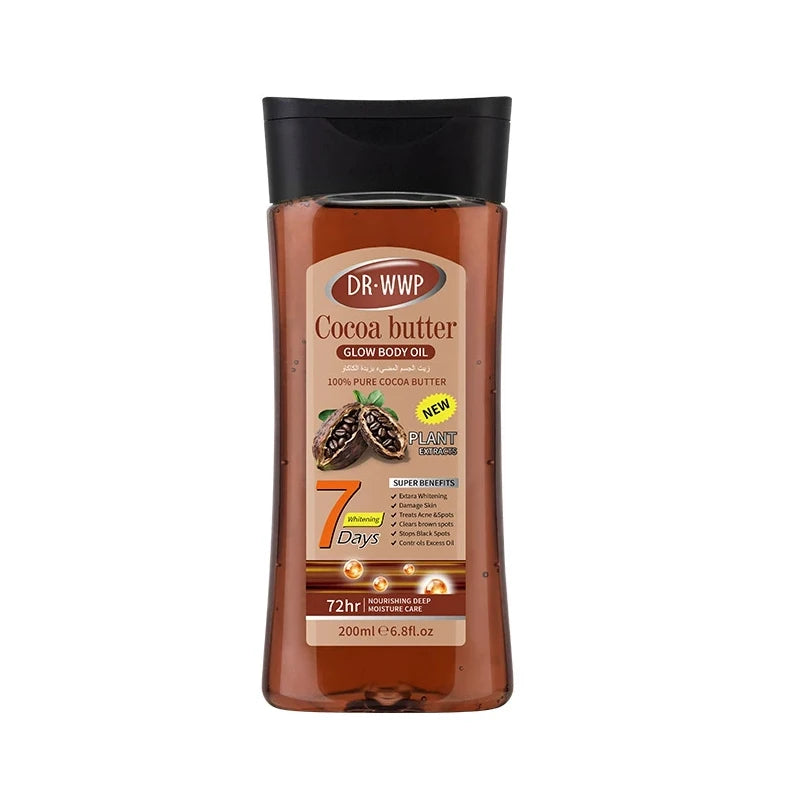 Disaar-Óleo Corporal Extrato de Aloe Vera, Pele Suave, Anti-Rugas, Vitamina C, Óleo Essencial, Hidratante, Pele com Feijão Cacau, 200ml