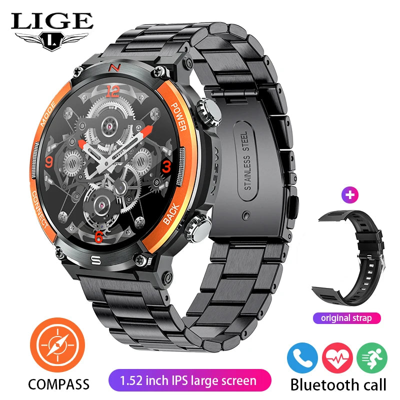 Lige 2025 relógio inteligente masculino esportes ao ar livre monitoramento de freqüência cardíaca ip68 à prova dip68 água relógios bluetooth chamada smartwatch para android ios