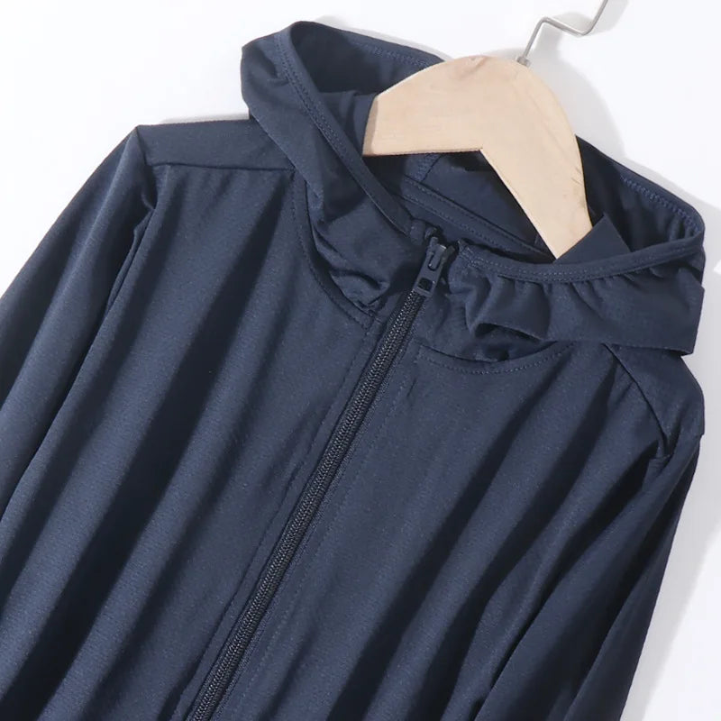 Chegou novo verão Crianças menina menino protetor solar roupas crianças bebê top coat adolescente 110-180 3-18year estudantes jaqueta com chapéu