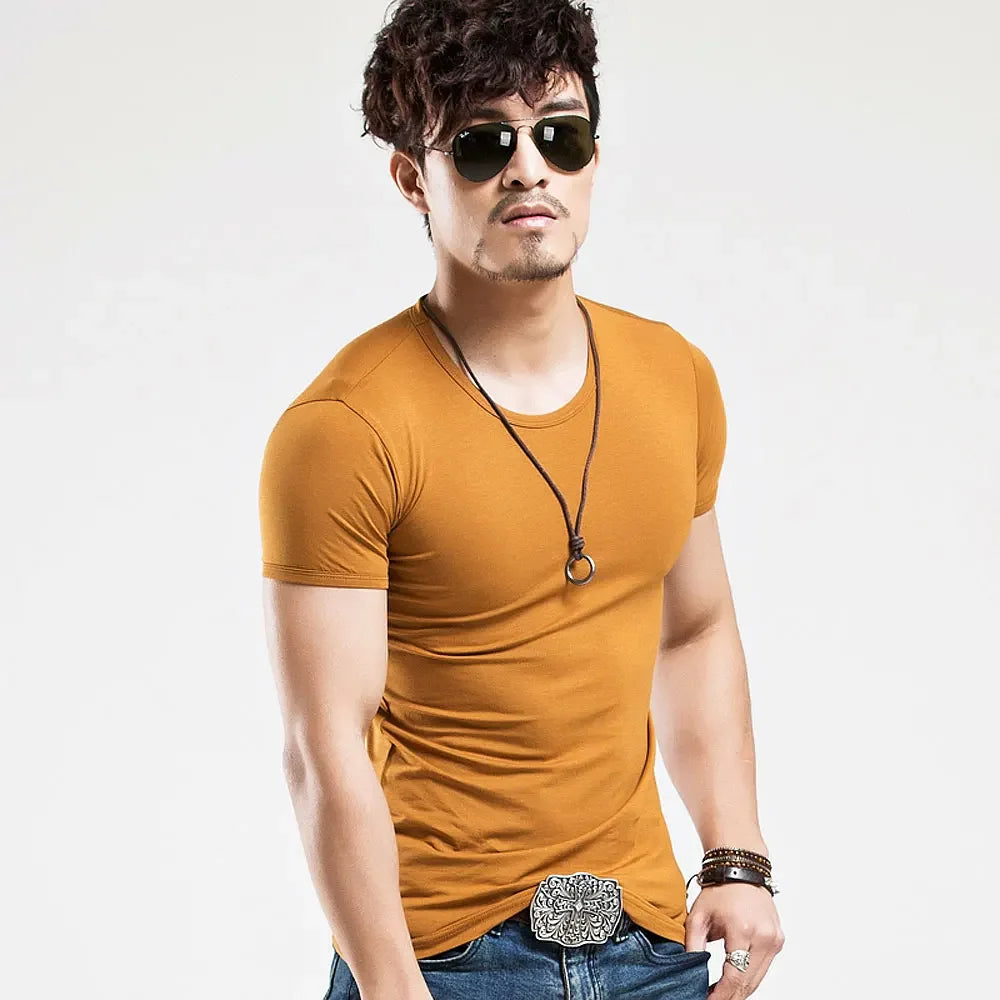 Camiseta Masculina Nova 2026, Gola V, Manga Curta, Moda Fitness, Tamanho 5XL