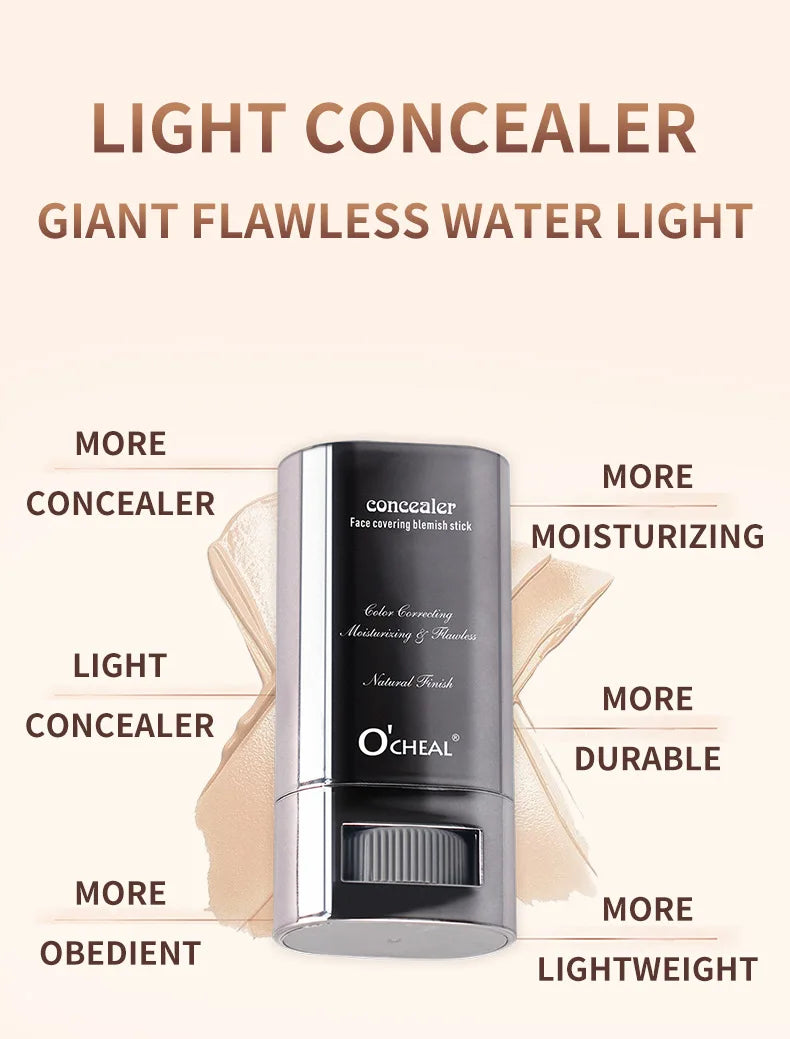Bastão de Corretivo Líquido - Cobre Marcas de Acne, Olheiras, Tatuagens e Sardas, Base Cosmética de Cobertura Total para o Rosto