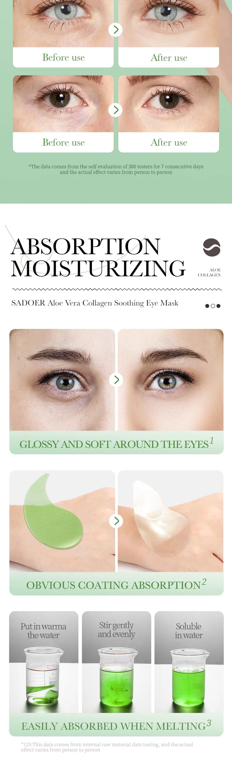 60 pçs/caixa aloe vera colágeno máscara de olho anti círculos escuros remover sacos de olhos hialurônico hidratante endurecimento remendos de olho cuidados com a pele