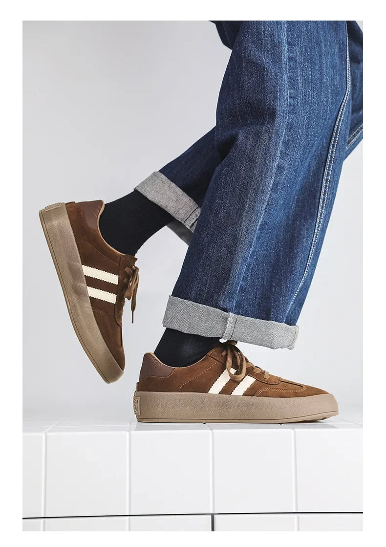 Sapatos de tabuleiro casuais de sola grossa para homens sola grossa sapatos casuais tênis de couro tudo sola macia dentro aumentar sapatos