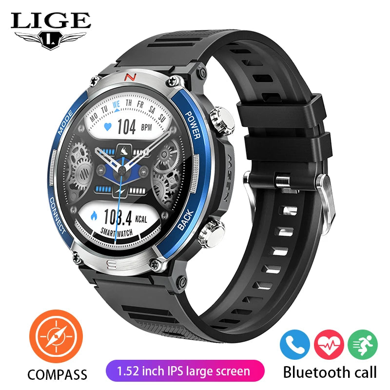 Lige 2025 relógio inteligente masculino esportes ao ar livre monitoramento de freqüência cardíaca ip68 à prova dip68 água relógios bluetooth chamada smartwatch para android ios