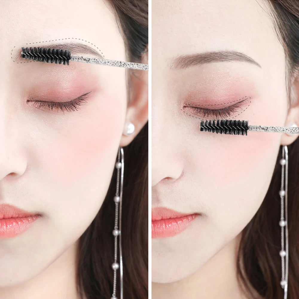 50 pçs pincéis de cílios descartáveis extensão cristal sobrancelha escova rímel varinha cílios conjunto de ferramentas cosméticas maquiagem beleza