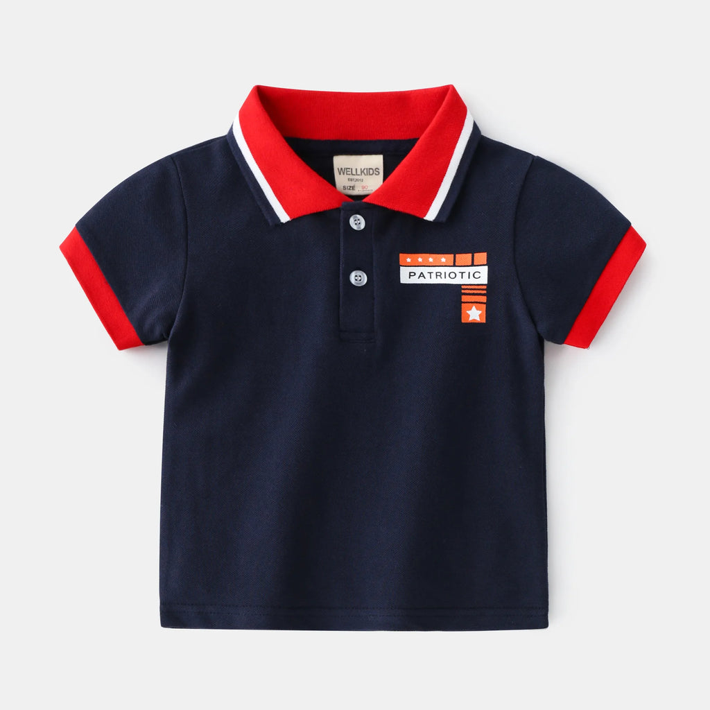 Moda meninos polo camisas de algodão em linha reta formal criança camiseta verão crianças roupas dos miúdos