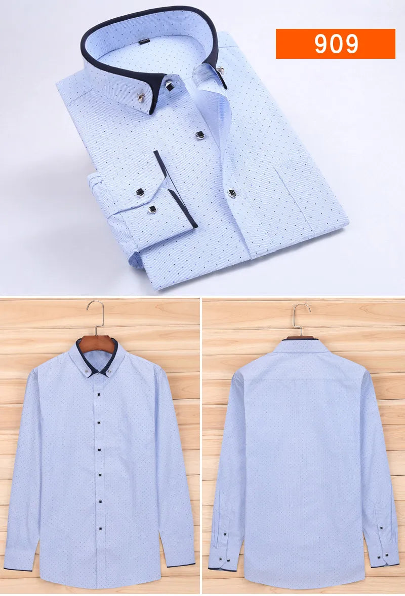 Nova chegada primavera comercial fácil cuidado camisa masculina oversize manga longa moda formal de alta qualidade plus size M-7XL8XL9XL