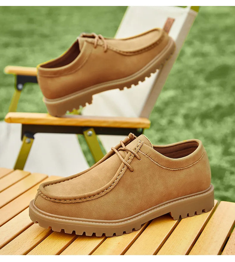 Sapatos casuais de couro mocassins clássicos masculinos rendas até derby sapatos retro workwear sapatos de alta qualidade ao ar livre sapato de caminhada de montanha