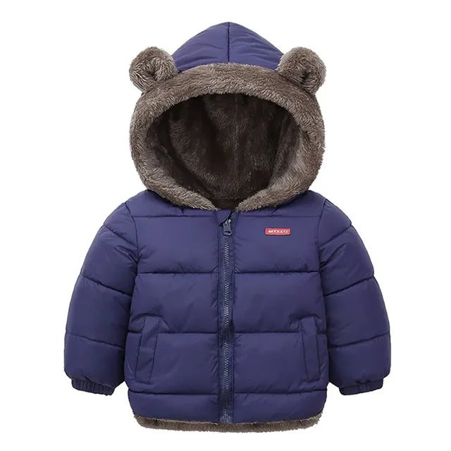 Crianças grossas para baixo jaquetas inverno engrossar casacos de pelúcia para meninos meninas cor sólida com capuz jaquetas 2-6 anos crianças parka outerwear