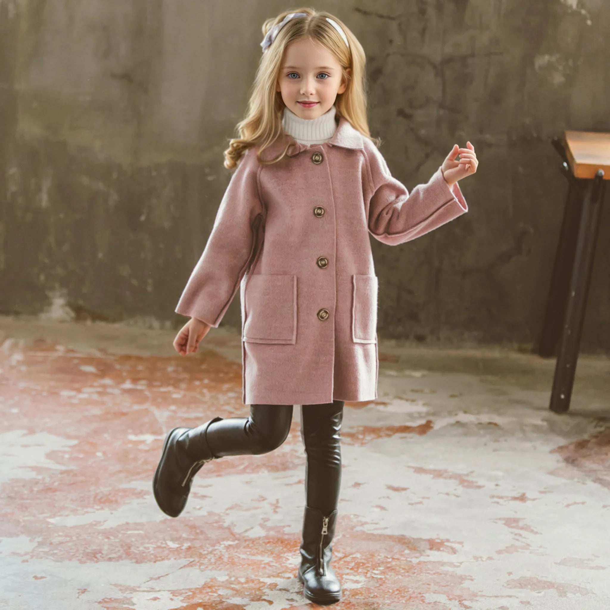 Meninas houndstooth inverno casaco de lã quente adolescente crianças fotografia casaco de lã escola crianças à prova de vento jaqueta ao ar livre 4-13y