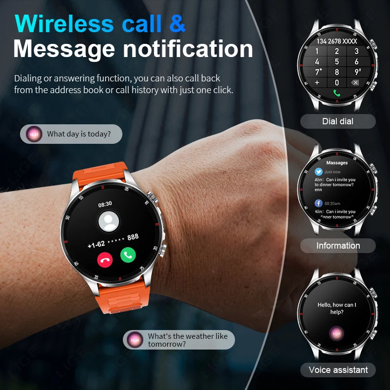 Lige 2025 novo relógio inteligente masculino lanterna ai voz bluetooth chamada 1.53 "hd esportes relógios de fitness monitor saúde smartwatch feminino