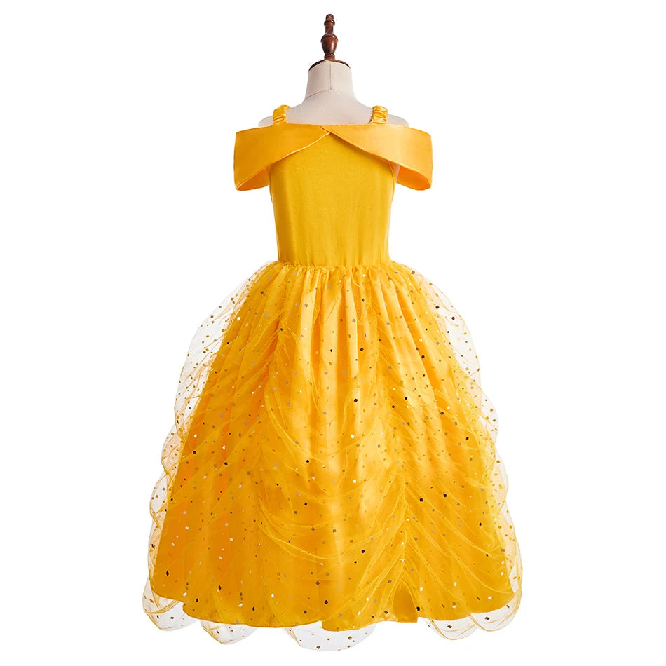Meninas halloween belle vestidos menina neve branca vestido crianças natal carnaval cosplay roupas crianças trajes de princesa