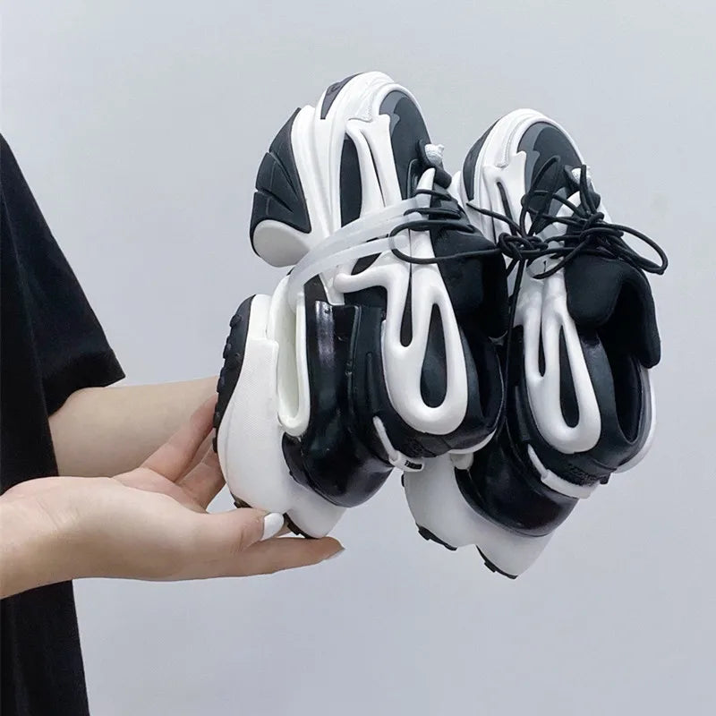 2025 mulheres tênis de plataforma fundo grosso rendas sapatos dedo do pé apontado confortável antiderrapante ao ar livre sapatos de marca para homem