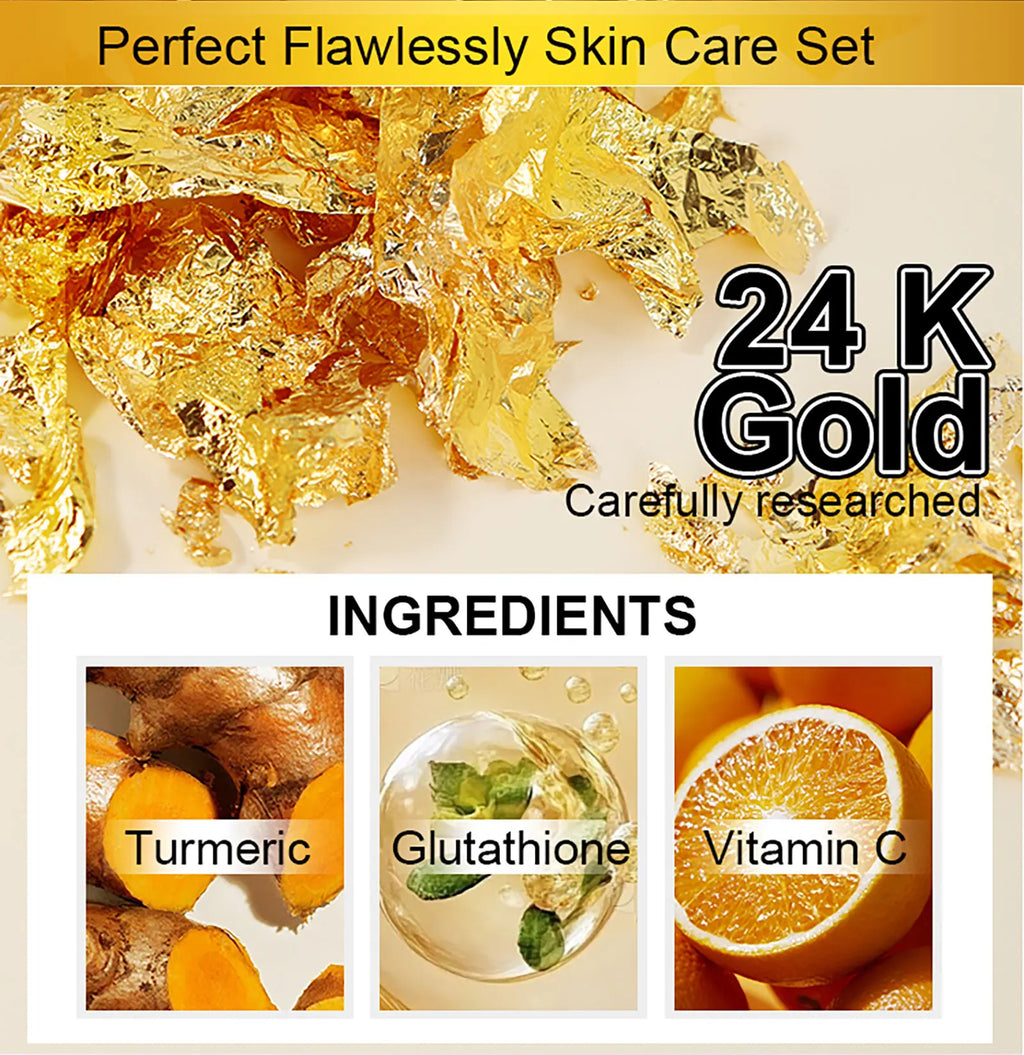Ailke 24K Ouro Colágeno Creme Articulação Remoção de Manchas Escuras Forte Clareamento Rosto Anti Envelhecimento Conjunto de Cuidados com a Pele