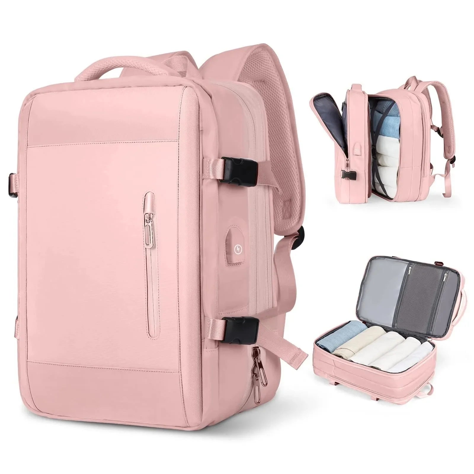 Mochila de viagem expansível de grande capacidade, bolsa de ombro dupla para viagens de negócios, montanhismo e transporte de computador