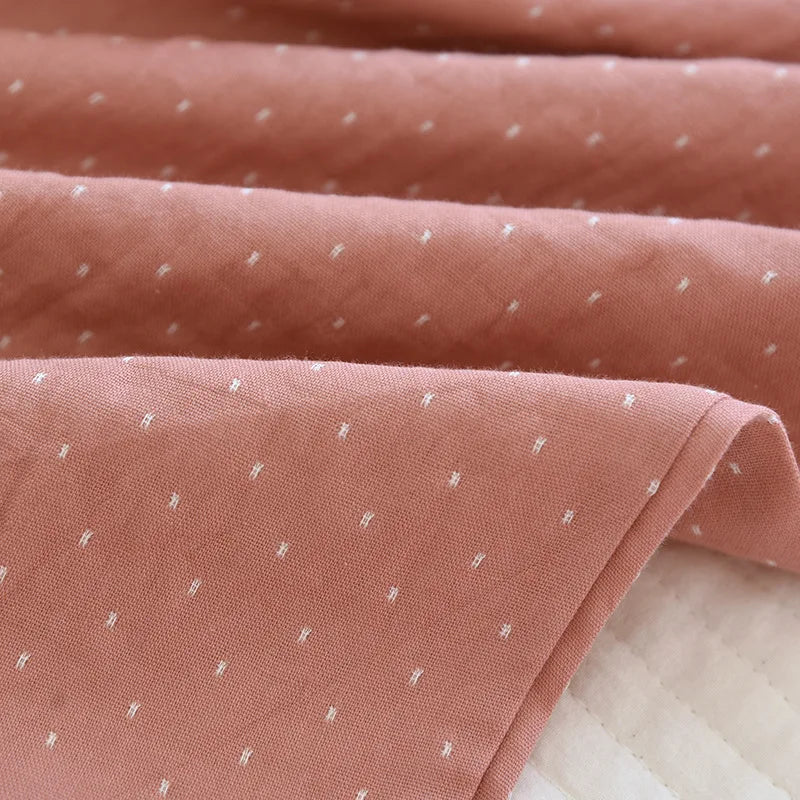 Algodão feminino polka dot pijama define fio-tingido gaze manga longa calças loungewear casual simples pijamas em torno do pescoço nightwears