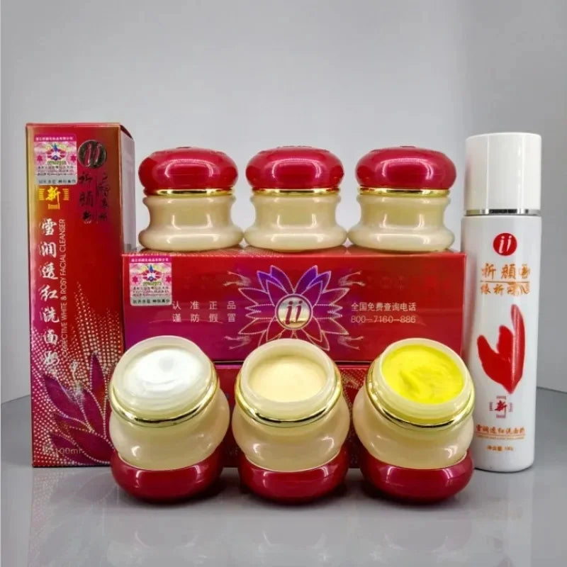 Yiqi Beauty - Conjunto de Coberturas Vermelhas Clareadoras para Mulheres, Creme ABC Hidratante, Bai Li Tou Hong, Eficaz por 7 Dias
